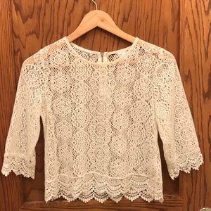 Zara off white blouse w/ back zip detail